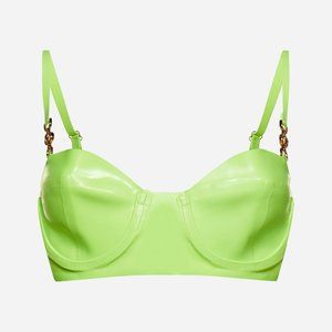 VERSACE Medusa latex bralette, Size 36, Green, Latex